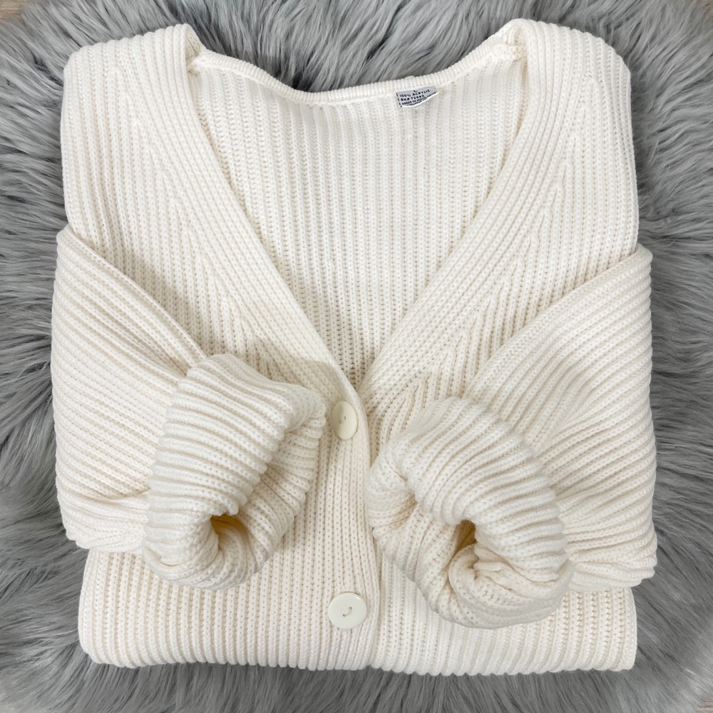 Vintage | Oversized Ribbed Knit Sweater Cardigan